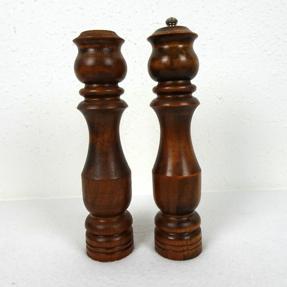 Woodcrest By Styson Wooden Salt Shaker Pepper Grinder 10 Inches MCM Vintage